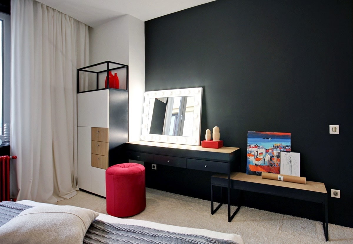 coiffeuse avec décoration photo miroir