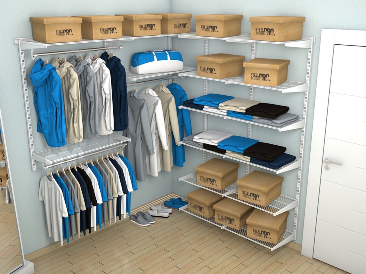étagères latérales dans le dressing