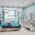 lit bébé pour jumeaux dans l'appartement