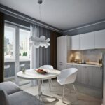 cuisine 12 m avec canapé et lustre
