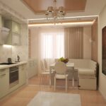 cuisine 12 m avec canapé et chaises