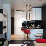 cuisine 12 m avec canapé et bar