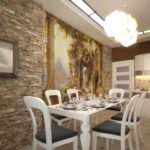 mur près de la table dans les idées de décoration de cuisine