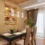 mur près de la table dans les idées d'intérieur de cuisine
