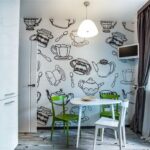 mur près de la table dans la cuisine vues photo