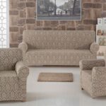 housse de canapé beige avec motif