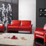 canapé en cuir rouge