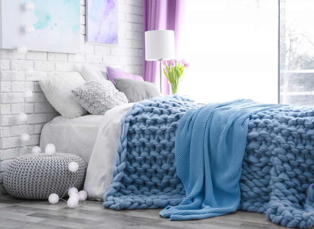 grand plaid en tricot