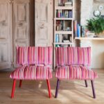 coussin de chaise rose rayé