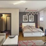 agencement de meubles dans un décor d'appartement d'une pièce