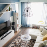disposition des meubles dans une photo intérieure d'un appartement d'une pièce