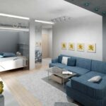 disposition des meubles dans une photo intérieure d'un appartement d'une pièce