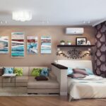 agencement de meubles dans une décoration photo d'appartement d'une pièce