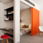 disposition des meubles dans une photo de conception d'appartement d'une pièce