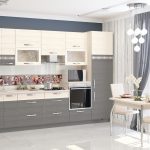cozinha cinza com flores