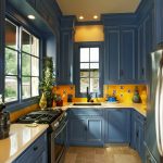 couleurs dans la cuisine intérieure bleu et jaune