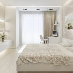 chambre à coucher avec décoration de meubles clairs