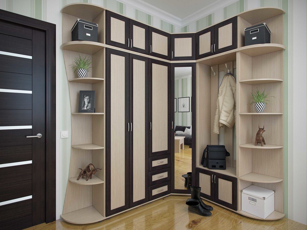 armoire d'angle dans le couloir
