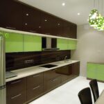 green kitchen light with brown