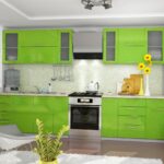 green kitchen with sunflowers
