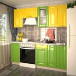 green kitchen with yellow