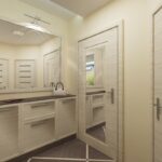 miroir dans le couloir beige