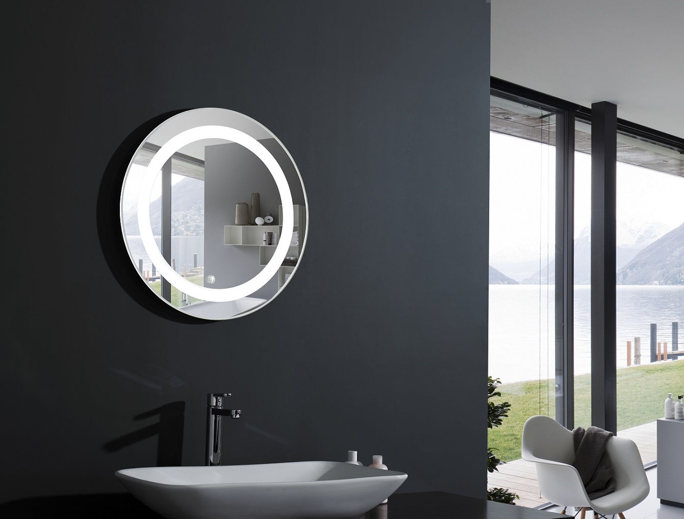 miroir avec éclairage circulaire