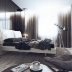 camera da letto bianca in un interno buio