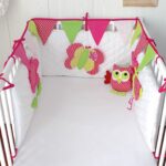 parachoques de cama con búho rosa