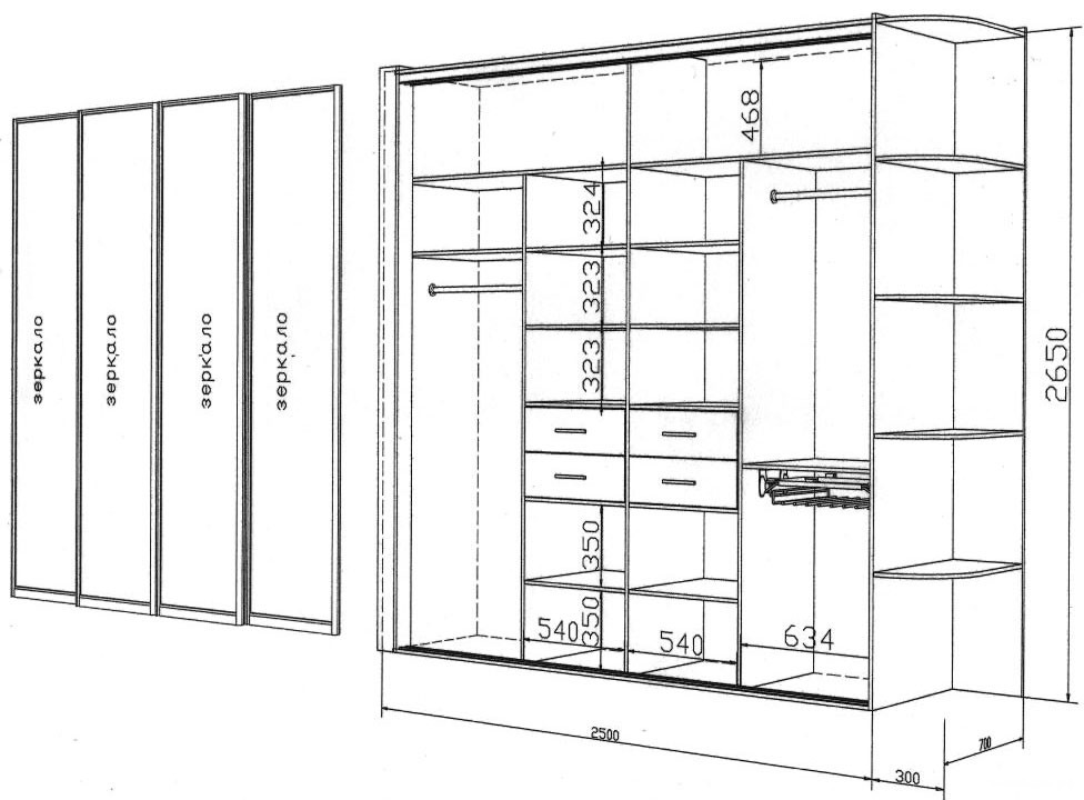 dessin d'une armoire à glace