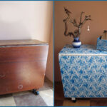 table de découpage bleu
