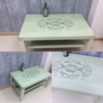table de découpage turquoise