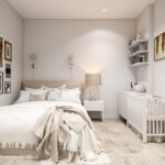 babybedje tegen de muur wit