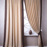 rideaux bicolores beige et marron