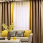 rideaux bicolores jaune-beige