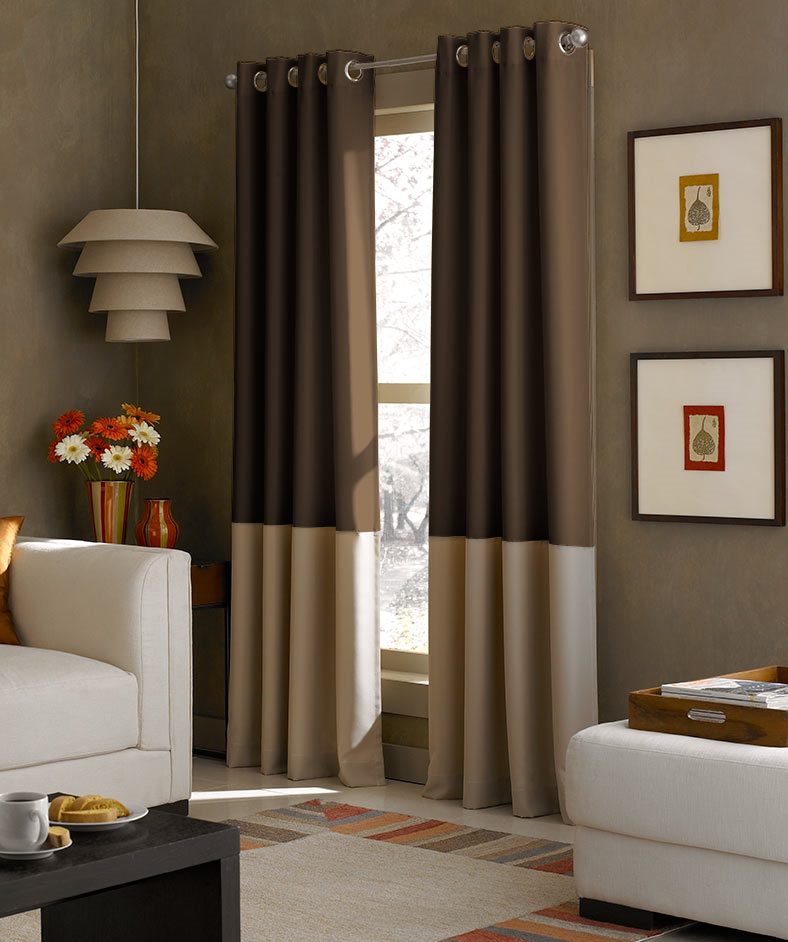rideaux marron bicolore