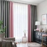 rideaux bicolores gris-rose