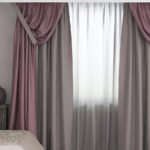 rideaux bicolores gris-rose nude