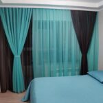 rideaux bicolores marron turquoise