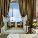 rideaux bicolores blanc et olive