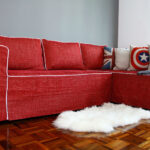 housse pour canapé d'angle rouge