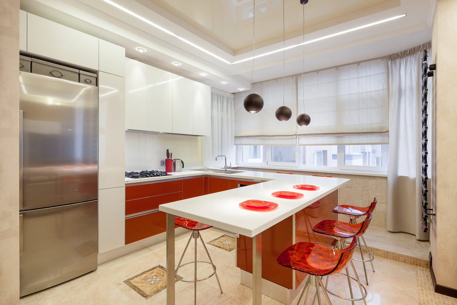 rideaux courts pour la cuisine high-tech