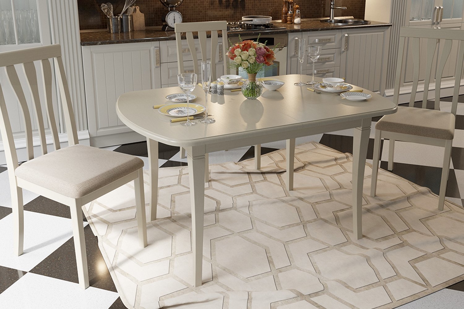 belles tables de cuisine ovales