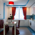rideaux rouges courts