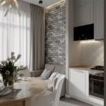 cuisine 10 m² avec un canapé photo décoration