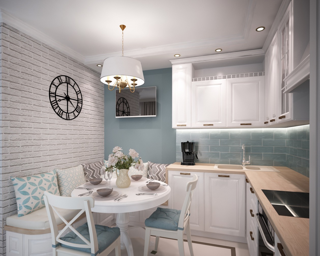 cuisine 10 m² avec des idées de design de canapé