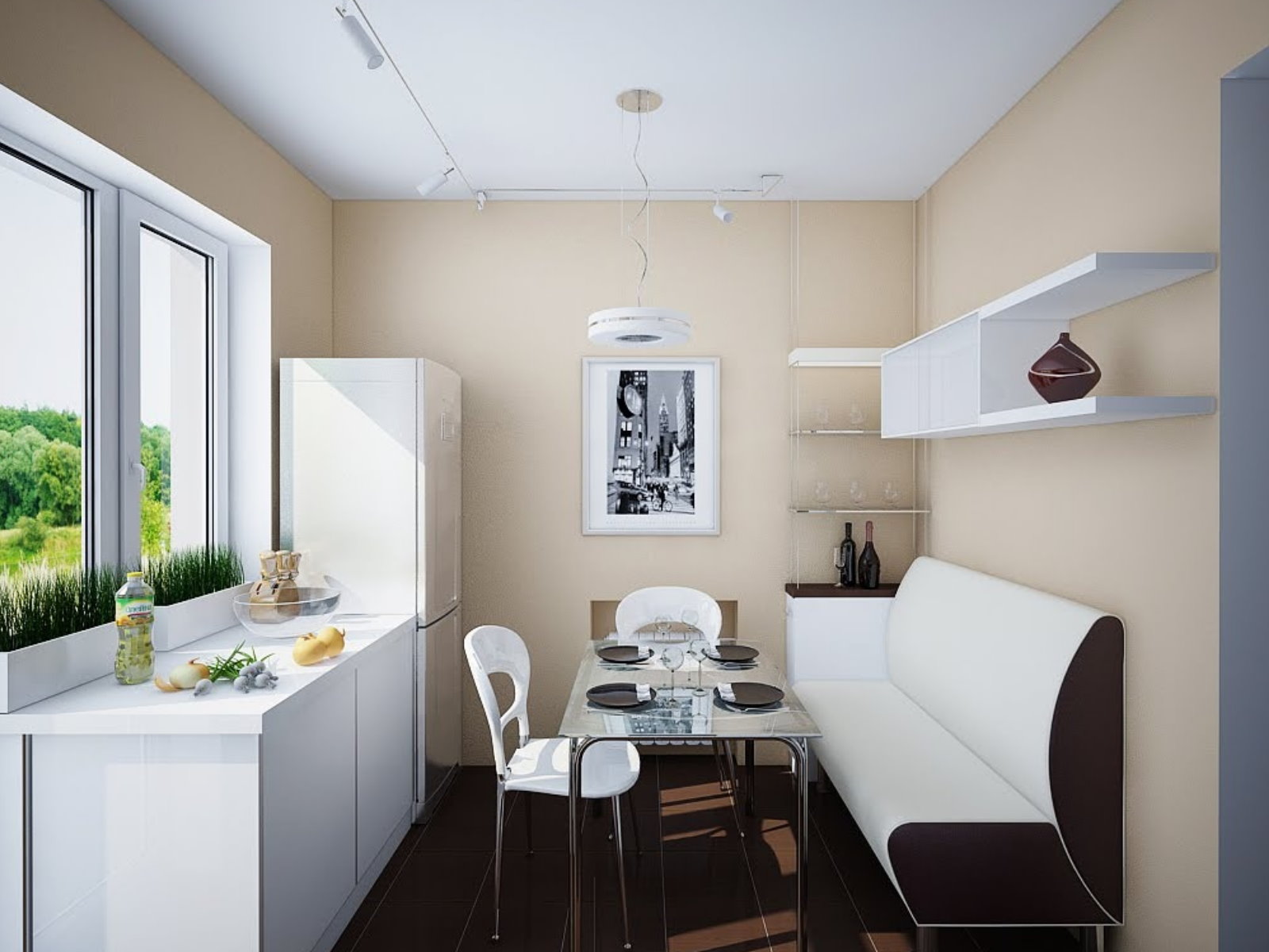 cuisine 10 m² avec des idées de design de canapé