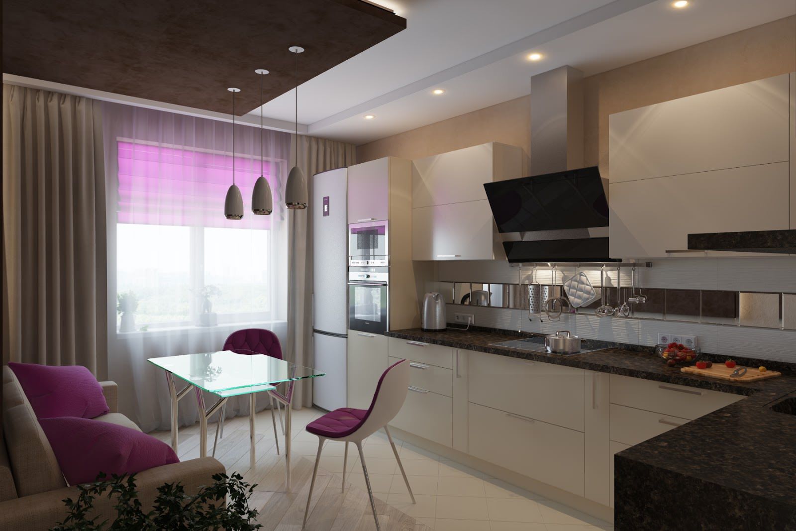 cuisine 10 m² avec canapé intérieur