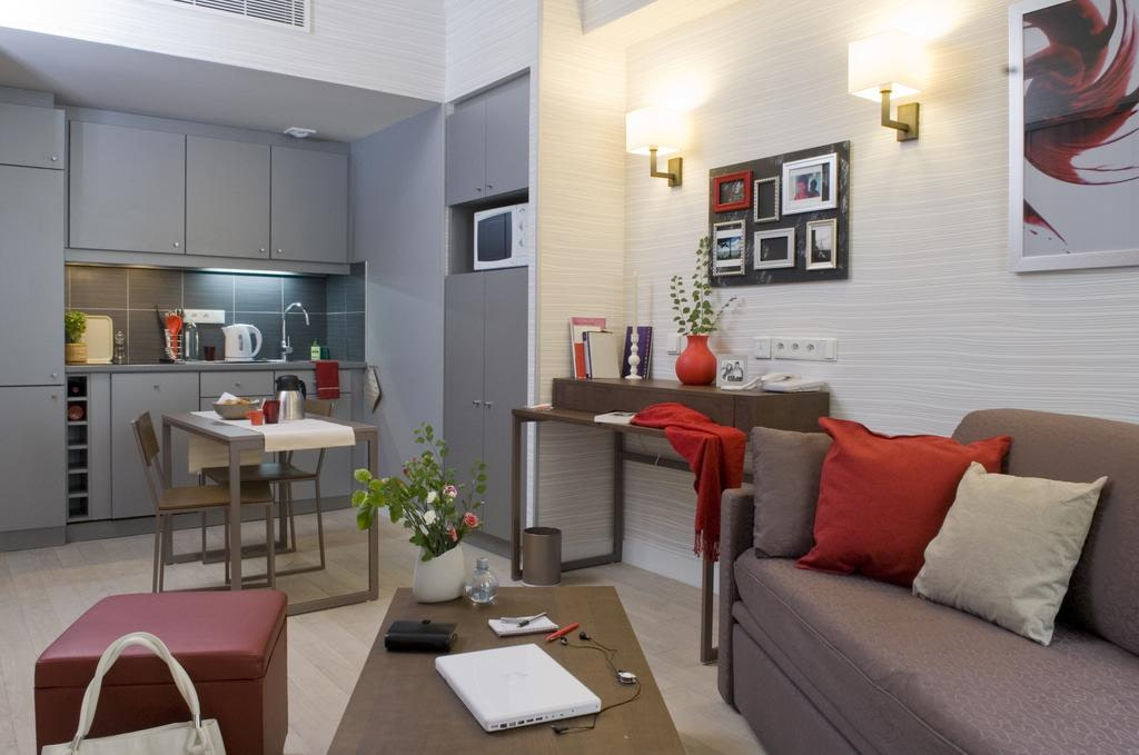 cuisine 15 m² avec idées déco de canapé
