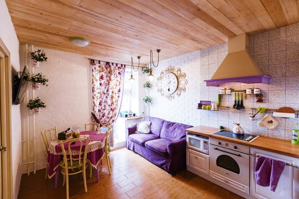 cuisine 15 m² avec canapé décor photo